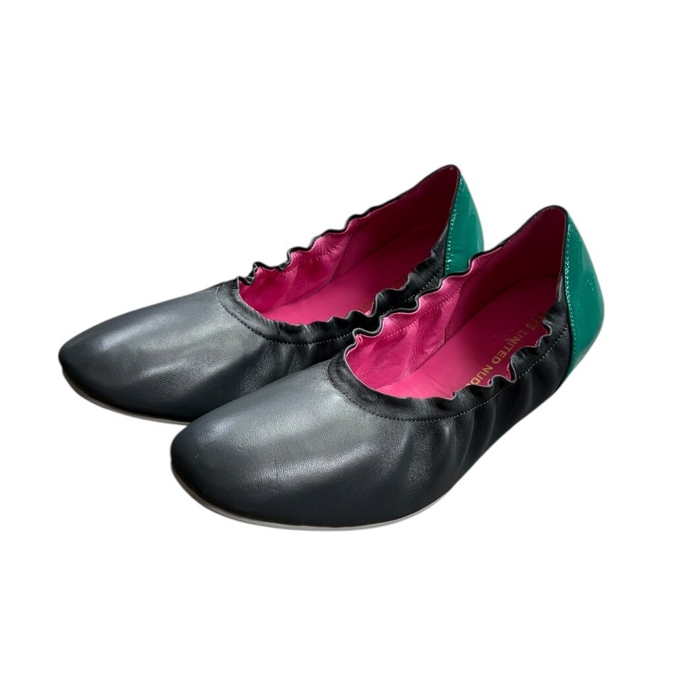 un United Nude Navy/Teal Leather‎ Ballet Flats Size 38 Comfort
